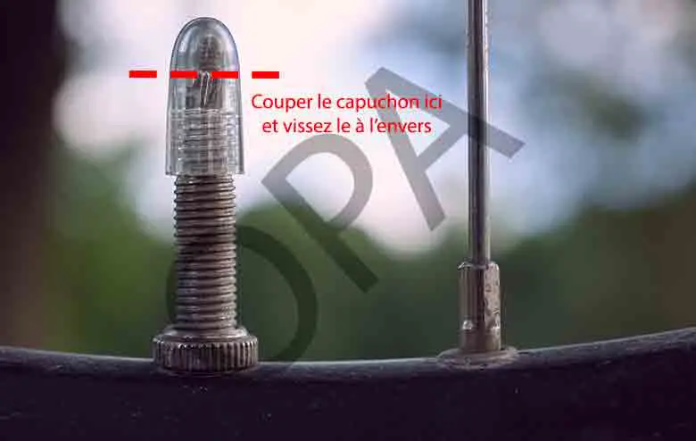 une valve presta avec un bouchon transparent